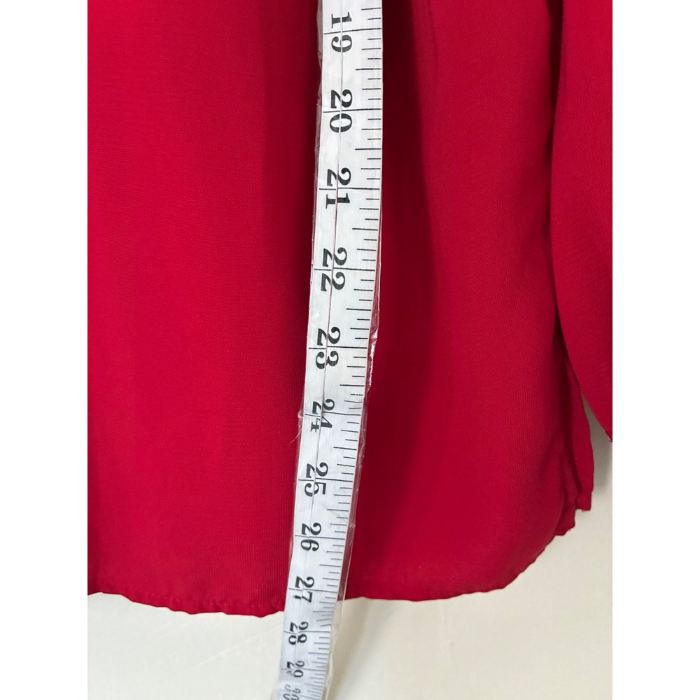 Vintage Sag Harbor Red Button Down Blouse Long Sleeve Notched Collar Size 8 - Picture 6 of 7